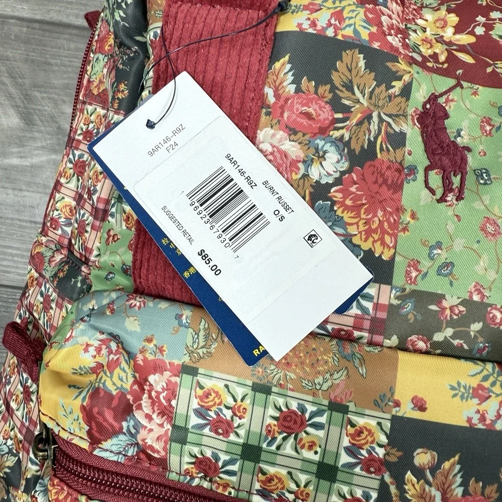 POLO RALPH LAUREN Backpack Patchwork‎ Quilted Big Pony Burnt Russet Floral NWT